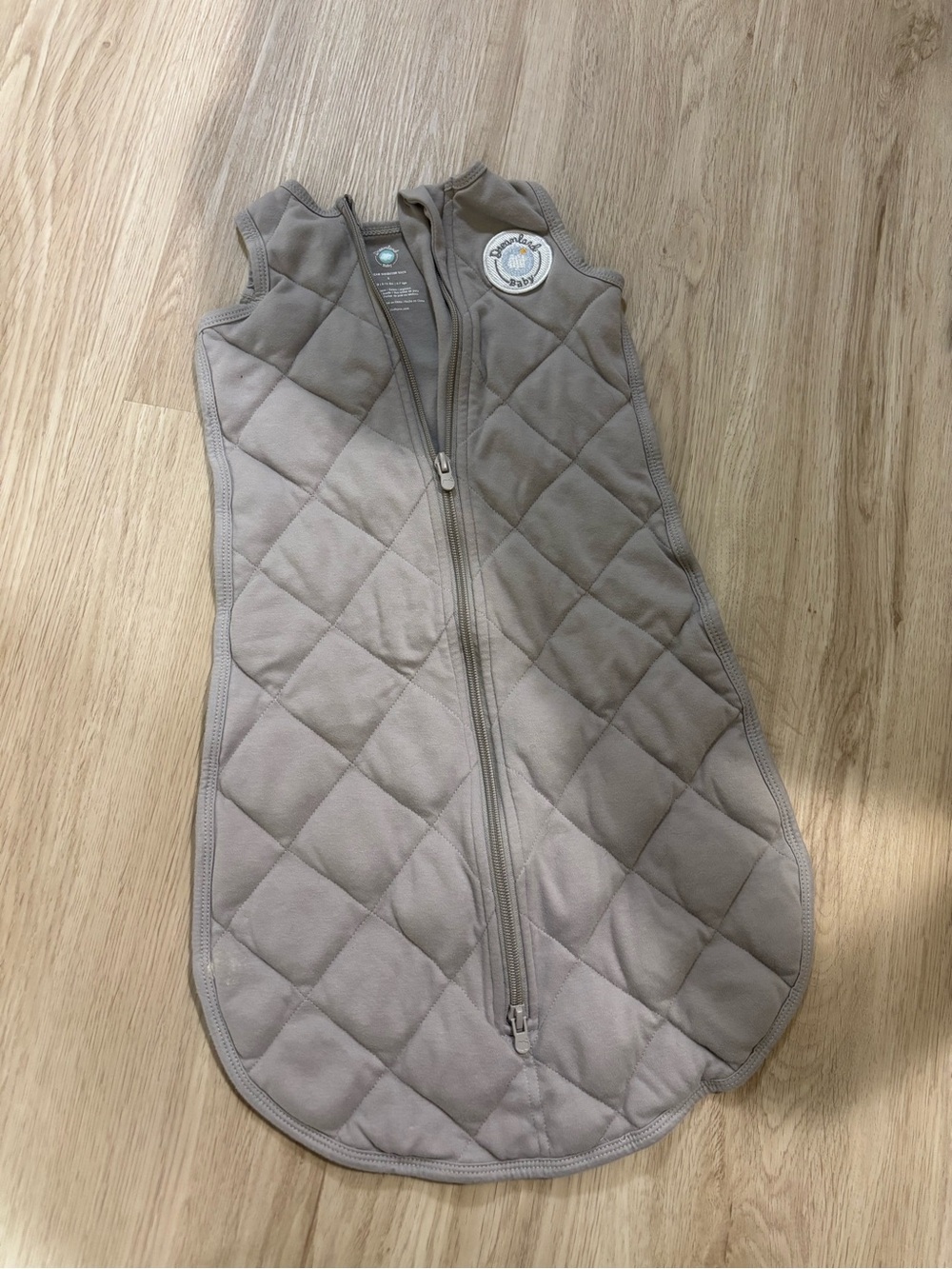 Quilted Taupe Baby Sleep Sack - dreamland weighted